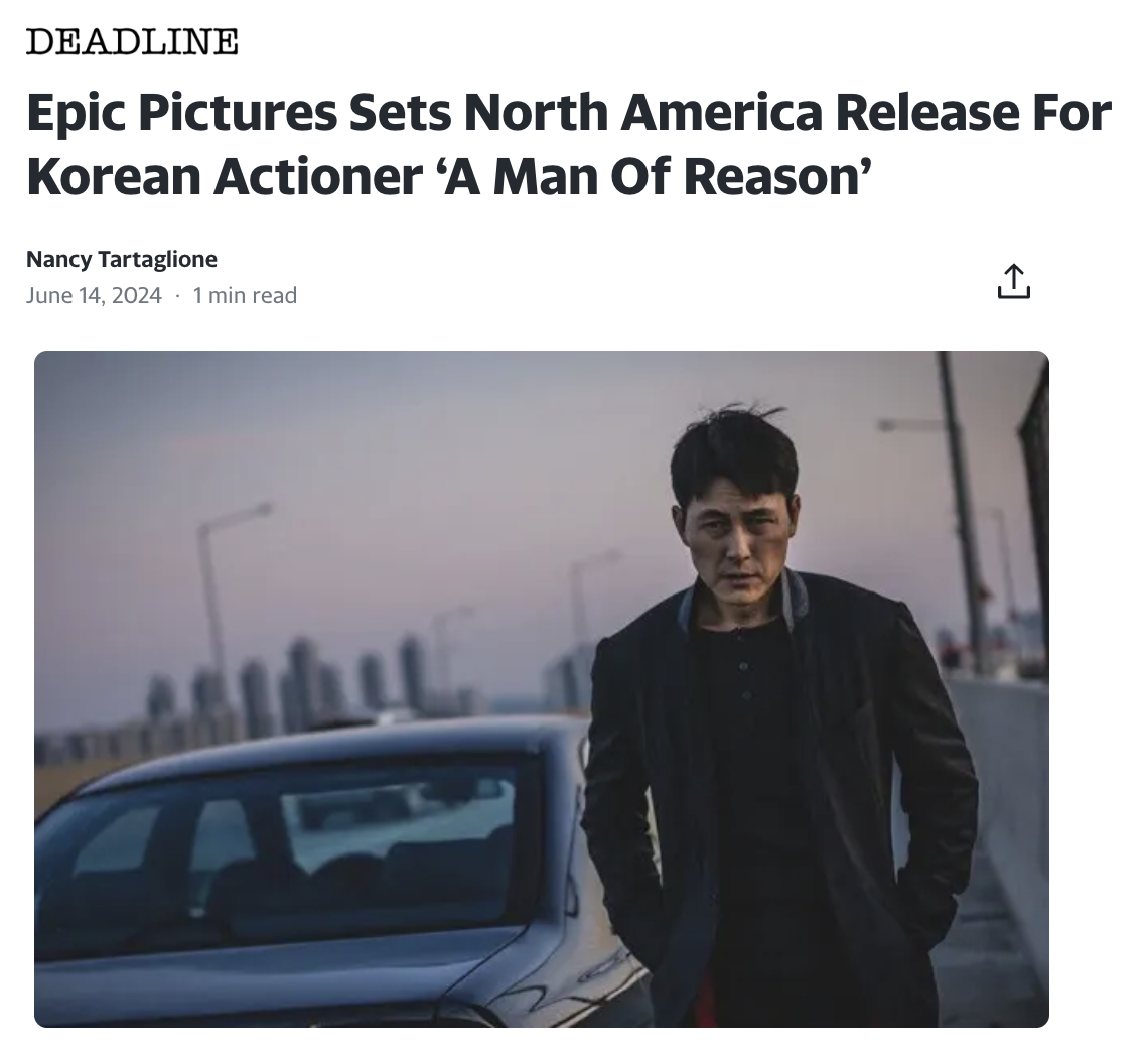 Epic Pictures Sets North America Release For Korean Actioner ‘A Man Of Reason’